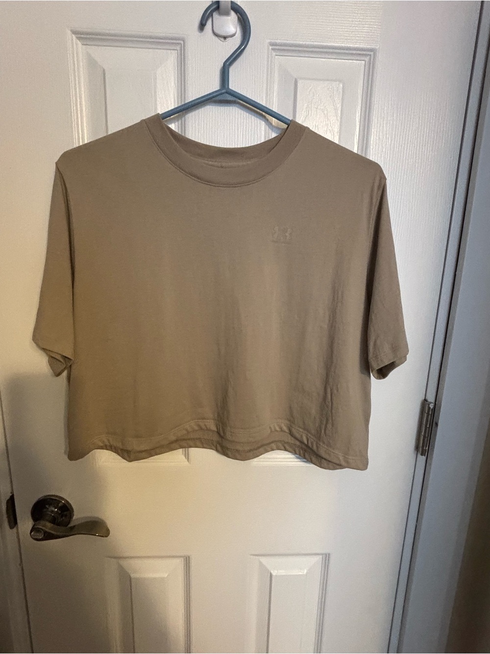 Women's Under Armour Cropped Crew Neck Top in Taupe
